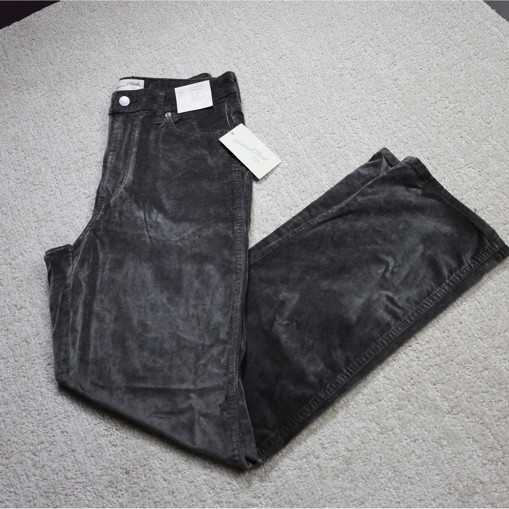 Universal Thread Womens Grey Everyday Straight High Rise Corduroy Pants 10R